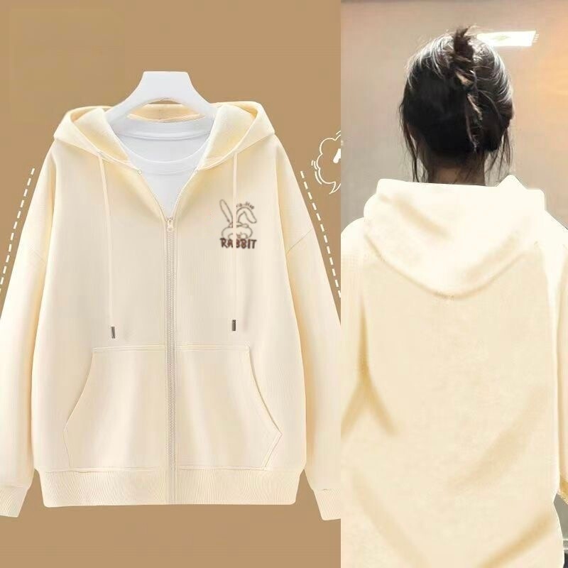 【Flash Sale Hot Item】Zxs Women's Cardigan Jacket Thin Hooded Sweatshirt Ins Style Lazy Style Long Sleeve Zip-Up