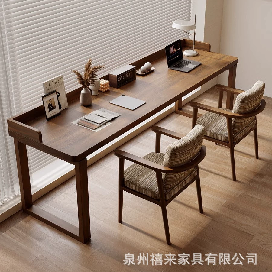 Настенный стол из массива дерева, двойной длинный стол, домашний американский ретро студенческий учебный стол, простой деревянный стол для спальни