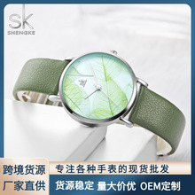 SHENGKE 胜刻K0108春季树叶元素新款手表 皮带款女表 水石英表