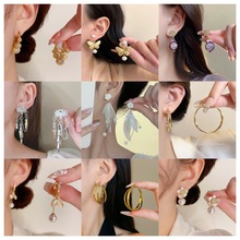 法式超新甜美镶钻蝴蝶结流苏花朵耳环时尚轻奢精致爆款爱心耳饰品