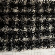 80羊毛10马海毛混纺黑色圈圈纱提花小方格编织粗花秋冬毛呢小香风