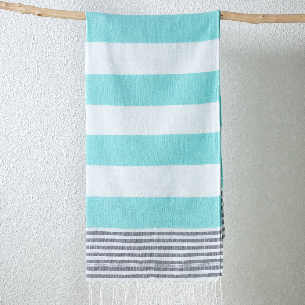 Toalla turca de algodón teñido en hilo, manta de playa de secado rápido con rayas