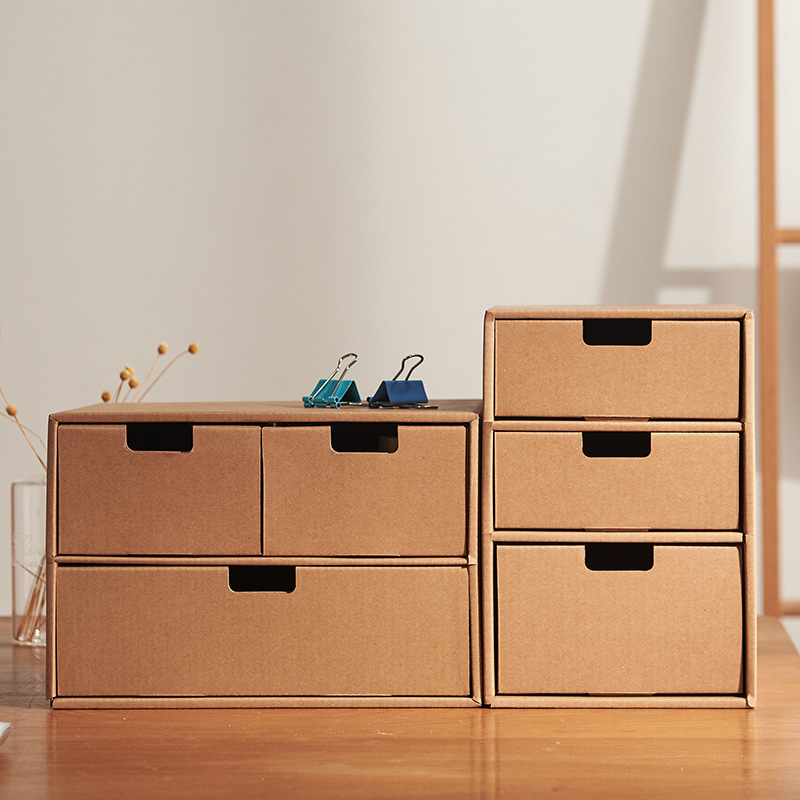 Kraft Paper Storage Box Office Finishing Storage Box Student Book Stand Box Bill Storage File Box Desktop Storage