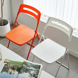 Folding Chair for Home Use, Thickened Plastic Stool, Trendy Photo Prop with Backrest, Modern Minimalist Dormitory Adult Small Dining Chair