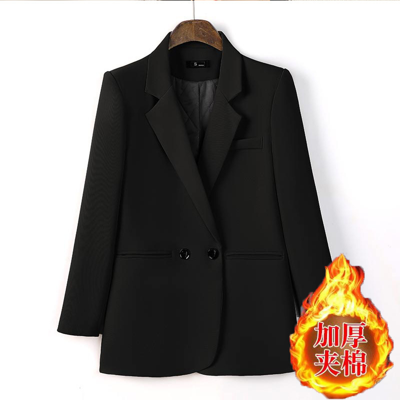 Women's British-style Loose Cotton-down Suit Straight Thickened Warm Jacket Professional White-collar Manager Work Clothes