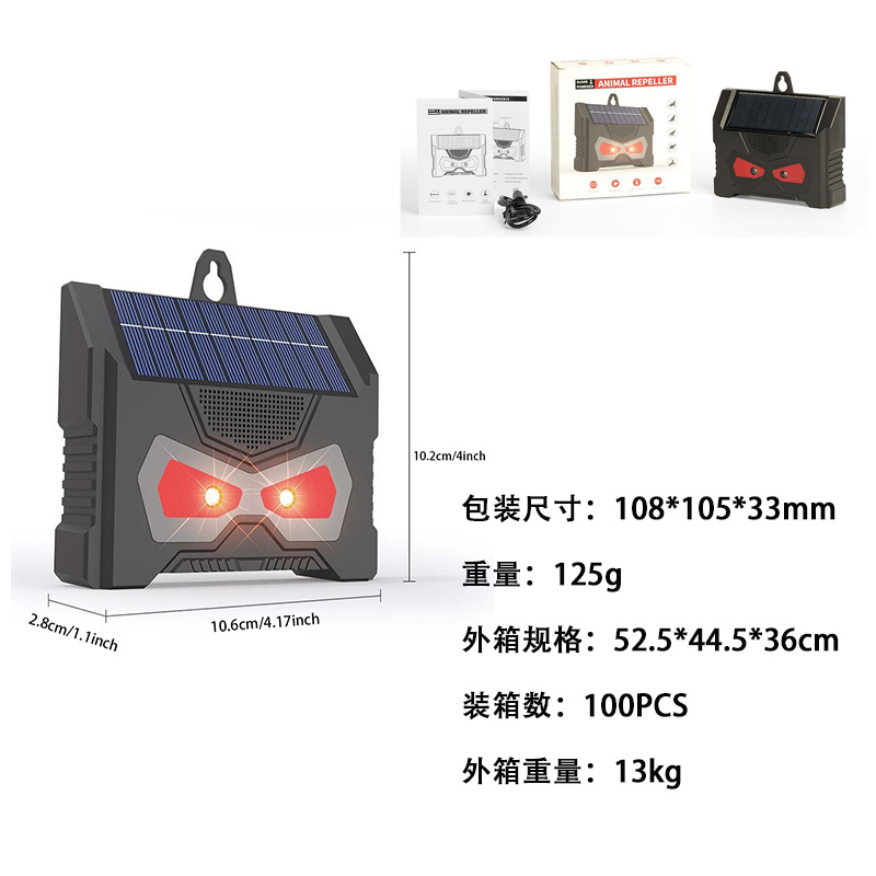 Repelente solar para ratones con LED rojo y blanco, ultrasónico, apto para jardín y exteriores