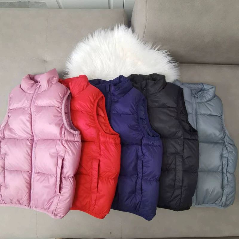 Детский пуховый жилет для мальчиков и девочек, утепленный зимний пуховик-жилет для малышей, верхняя одежда без рукавов, жилет из белого утиного пуха.