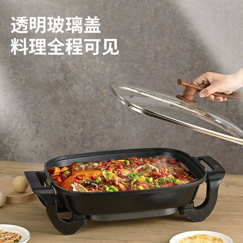 Трансграничный Электрический отпариватель Электрический вок Встроенная сковорода с антипригарным покрытием Квадратный Maifanite Электрическая противень Многофункциональный Электрический ВОК