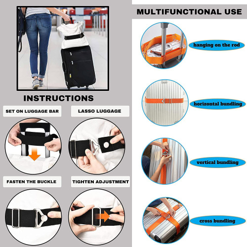 Metal triangular buckle suitcase straps Elastic cross straps suitcase checked straps luggage elastic straps