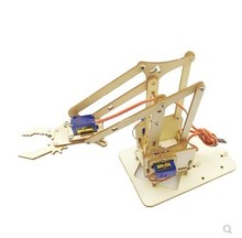 4自由度 木板舵机 机器人机械手臂 sg90 树莓派 爪子 木制拼接