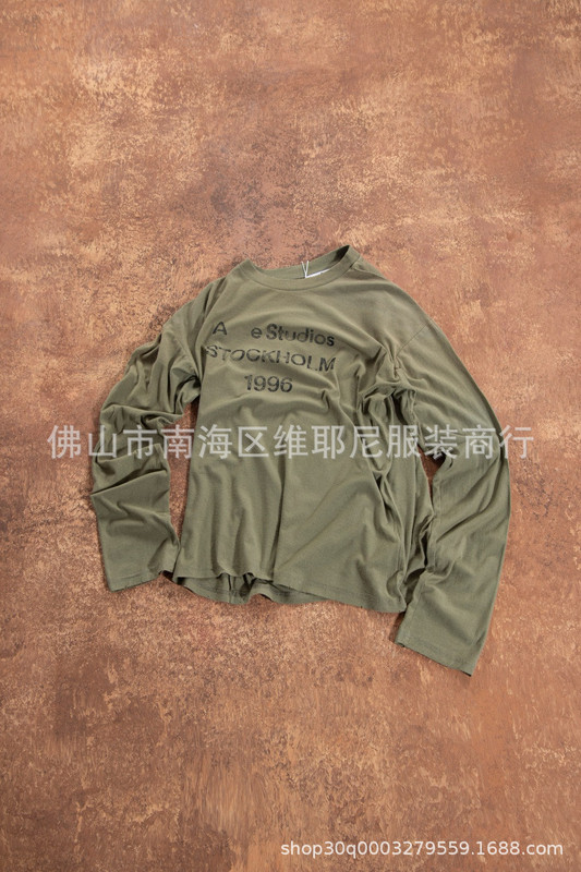 正确版 AC家1996系列复古水洗磨烂脏脏做旧高定版长袖渐变宽松T恤|undefined
