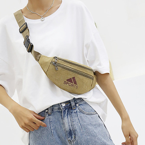 New washed canvas waist bag men's mobile phone storage waist bag wholesale street stall cashier wallet sports waist bag