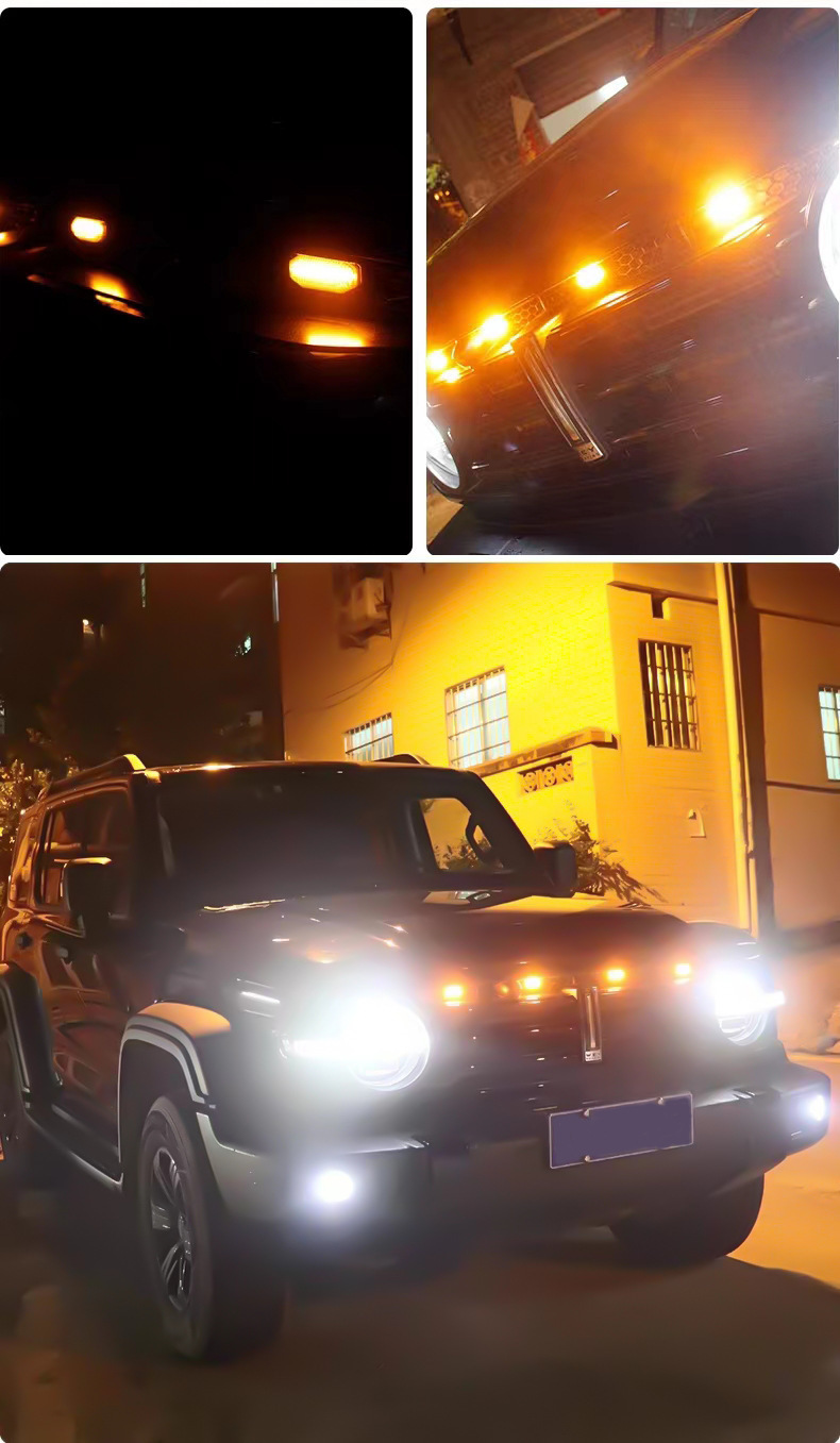 Cross-border hot-selling car grille in the net small yellow light day running light pickup truck truck LED decoration warning light modification