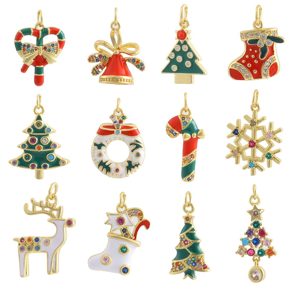 3g Weight Pendant Jewelry Making Type 15 * 22mm Jewelry Making Size Zircon Inlay Material DIY Jewelry Accessories Classification 1 Piece Quantity Copper Material Christmas Festival Christmas Tree, Bell, Snowflake Pattern Inlay Design IG Style Style 1 Piece 15 * 22mm Copper Zircon Christmas Tree Bell Snowflake Pendant 24