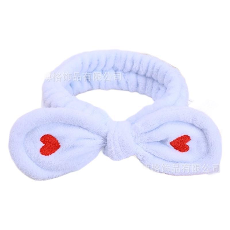 Fábrica directa de peluche amor correa de cabello orejas de conejo adorable borde ancho lavar la cara banda de cabello banda de cabello de baño bandana al por mayor