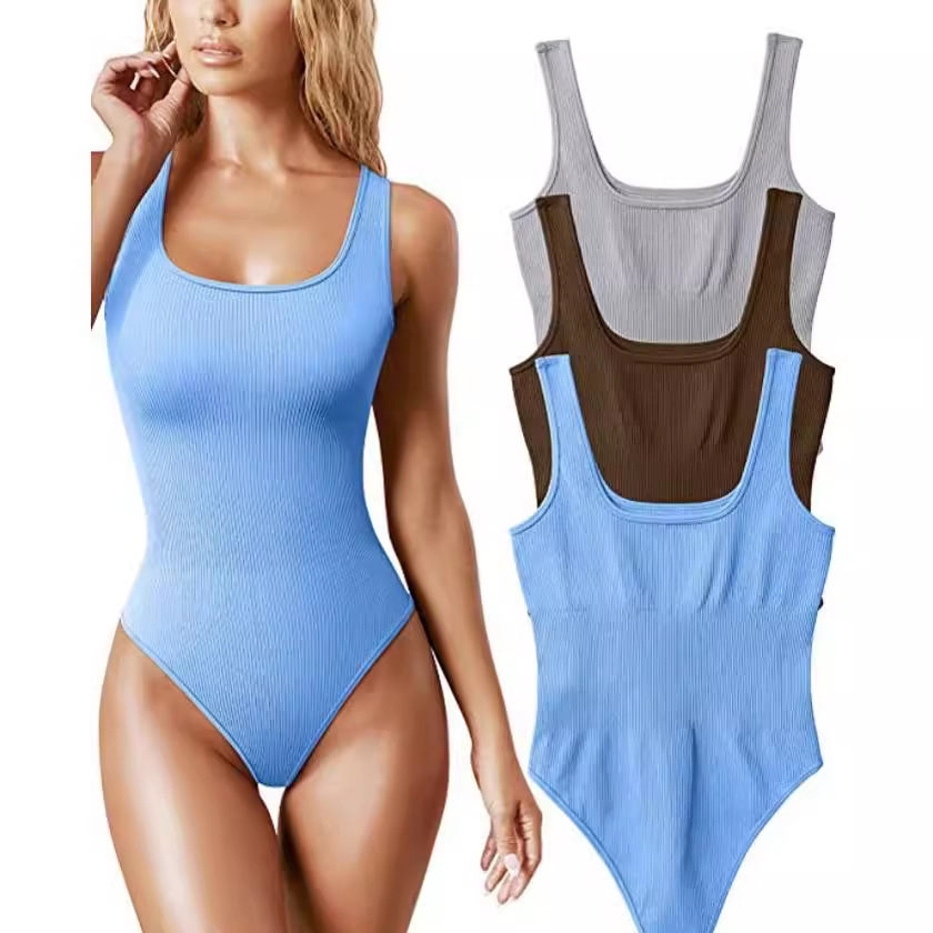 Europa y América transfronteriza comercio exterior amazon verano AliExpress mujeres U-cuello sin mangas chaleco apretado mono
