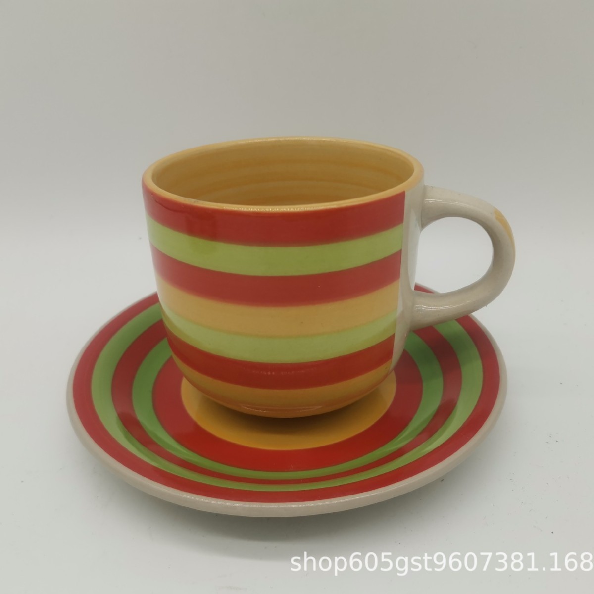 Tazas y platos de cerámica Stoneware Retro Coffee Cup Set Ceramic Rugged Creative Cup Plate Set de esmalte de color individual image 13