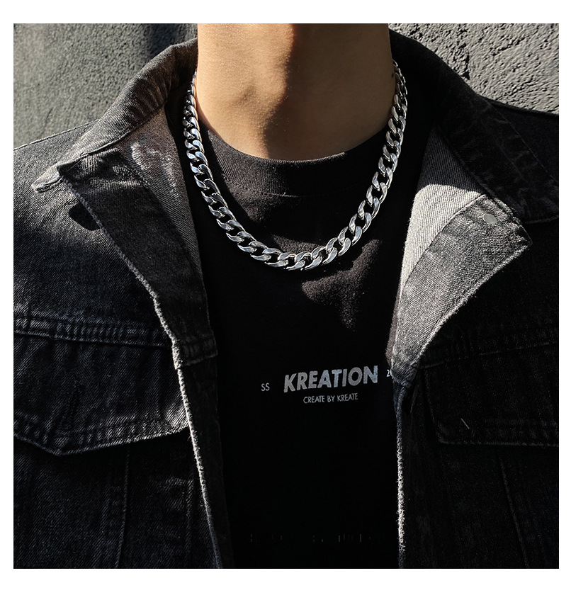 Miesten kaulakoru, yksinkertainen ja monipuolinen, kuubalainen riipus, niche-design, hip hop punk riipus, trendikäs solisluuketju, diskotarvikkeet_voghion.com