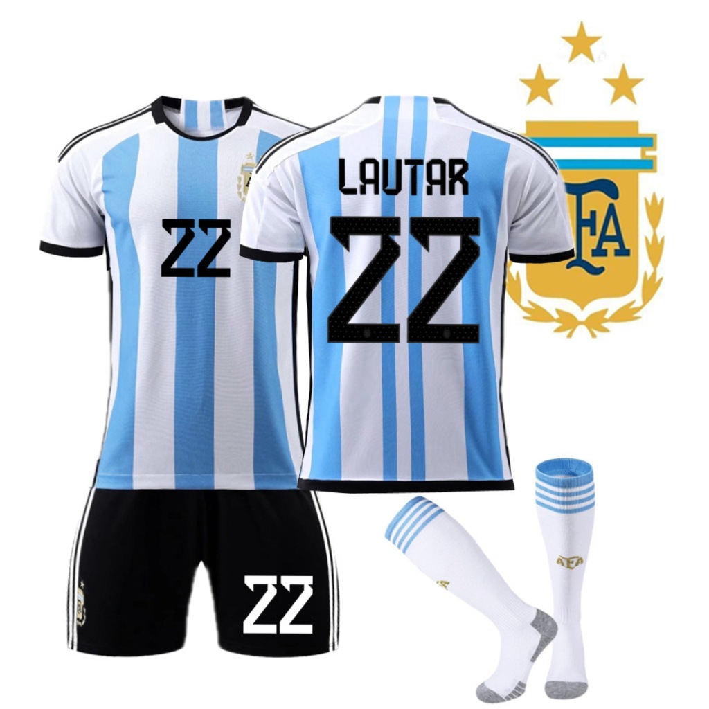thumbnail image 1 of Samsung Campeón Argentina Local No. 10 Messi No. 11 Di María Jersey 2223 Copa Mundial Fútbol Entrenamiento, 1 of 5