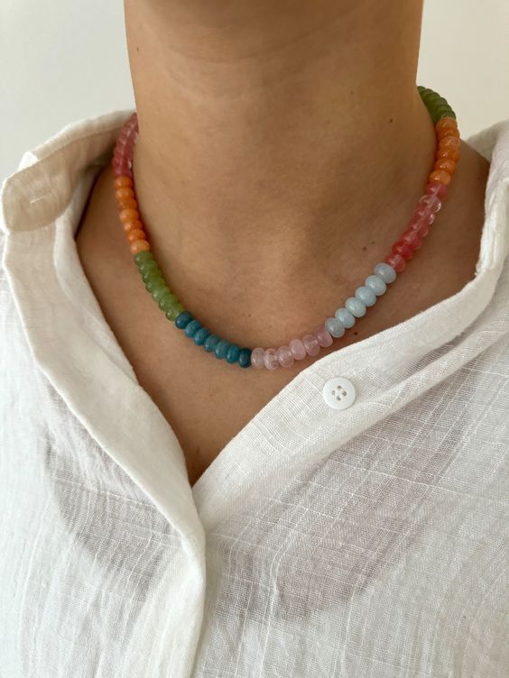 200g Weight Necklace Classification 304 Stainless Steel Chain Material 1 Piece Quantity Casual Occasion natural stone Material Geometric Pattern Women's Gender Sweet Style Beaded Craft 1 Piece Sweet Geometric Natural Stone 304 Stainless Steel Necklace 32