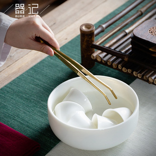Metal Thickened Stainless Steel Tea Clip Lengthened Anti-scalding Tweezers Tea Chopsticks Large Tea Cup Clip Kung Fu Tea Set Tea Ceremony Accessories