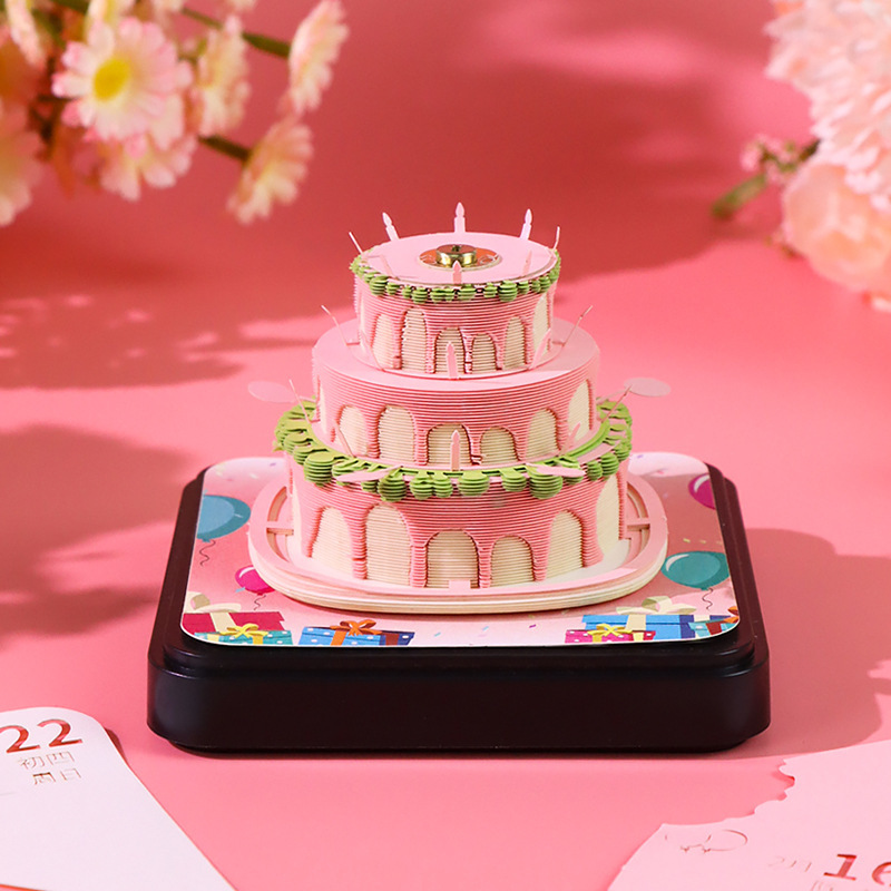 クリエイティブな誕生日プレゼントケーキ紙彫刻モデルデスクトップ装飾品ニッチ文化クリエイティブギフトカスタム 3D 立体メモ帳|undefined