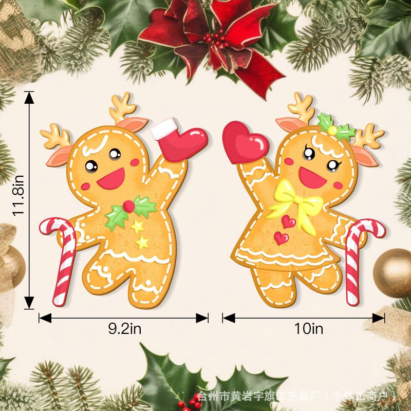 国境を越えた新しい木製クリスマス装飾ジンジャーブレッドマン愛クリエイティブ漫画ドア窓クローゼットペンダント装飾|undefined
