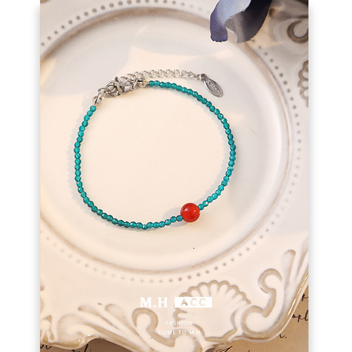 Crystal Red Agate Beaded Bracelet for Women's niche high-end new style beaded simple ins style literary retro hand jewelry