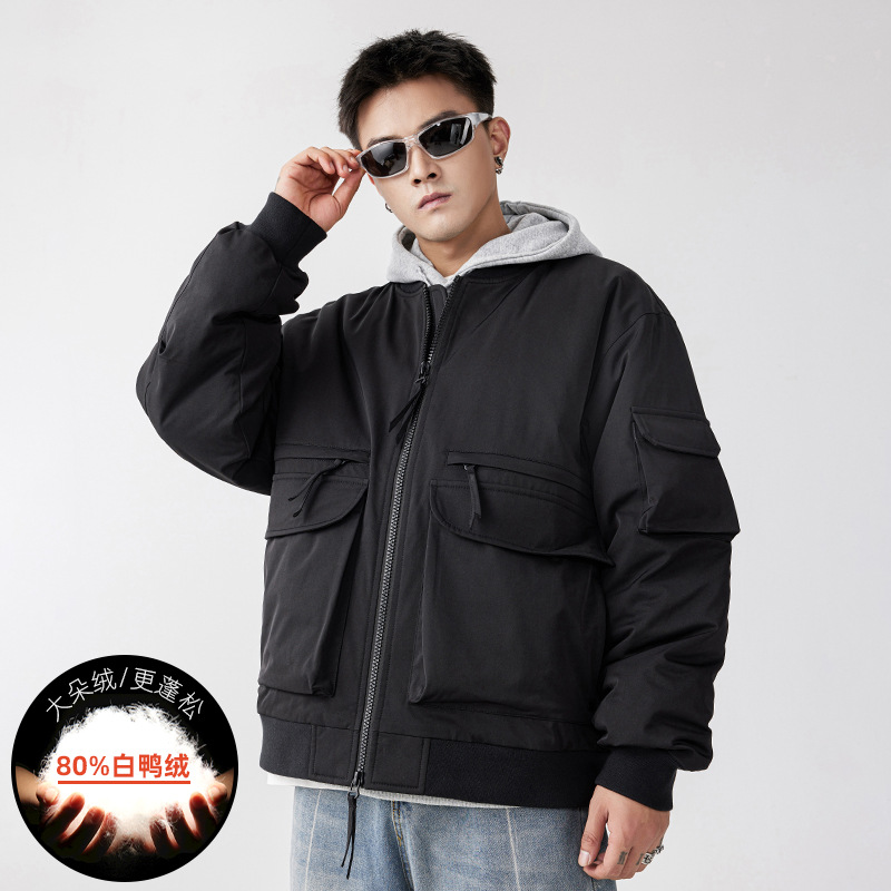 타이왕 남성복丨트렌디 브랜드 다운 재킷 2025 겨울 신상 방수 작업복 재킷 남성용 아웃도어 야구 칼라 상의