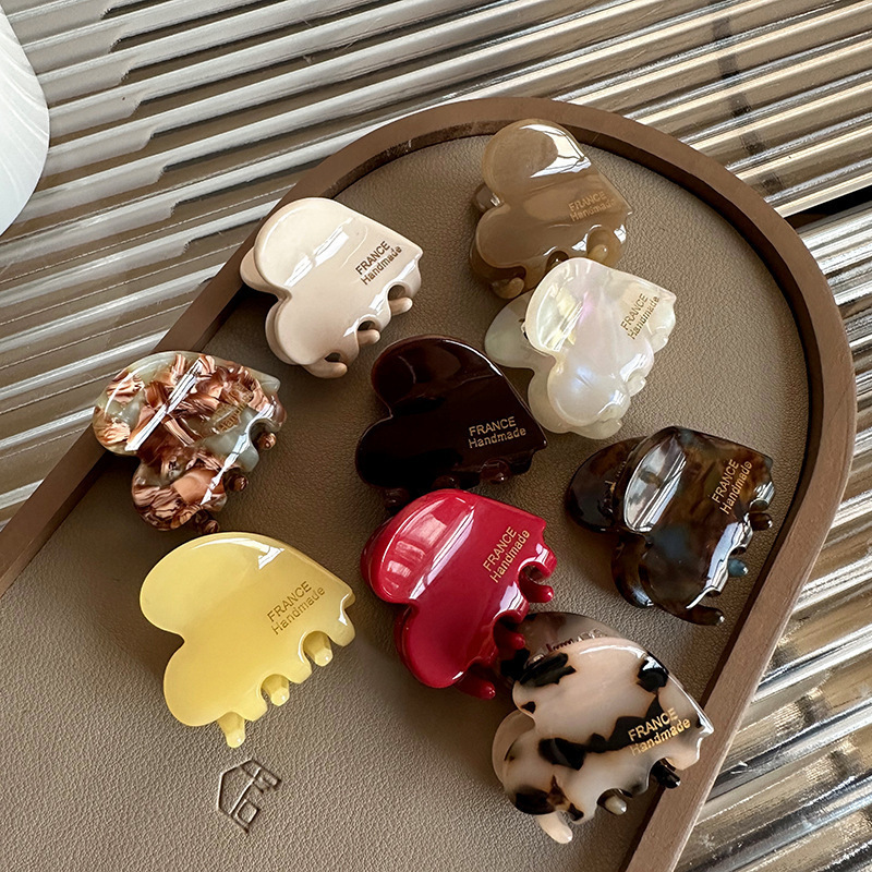Cross-Border French Acetate Hairpin New Style Heart-Shaped Small Claw Clip for the Back of the Head, Forehead Side Hair Clip Hair Accessory