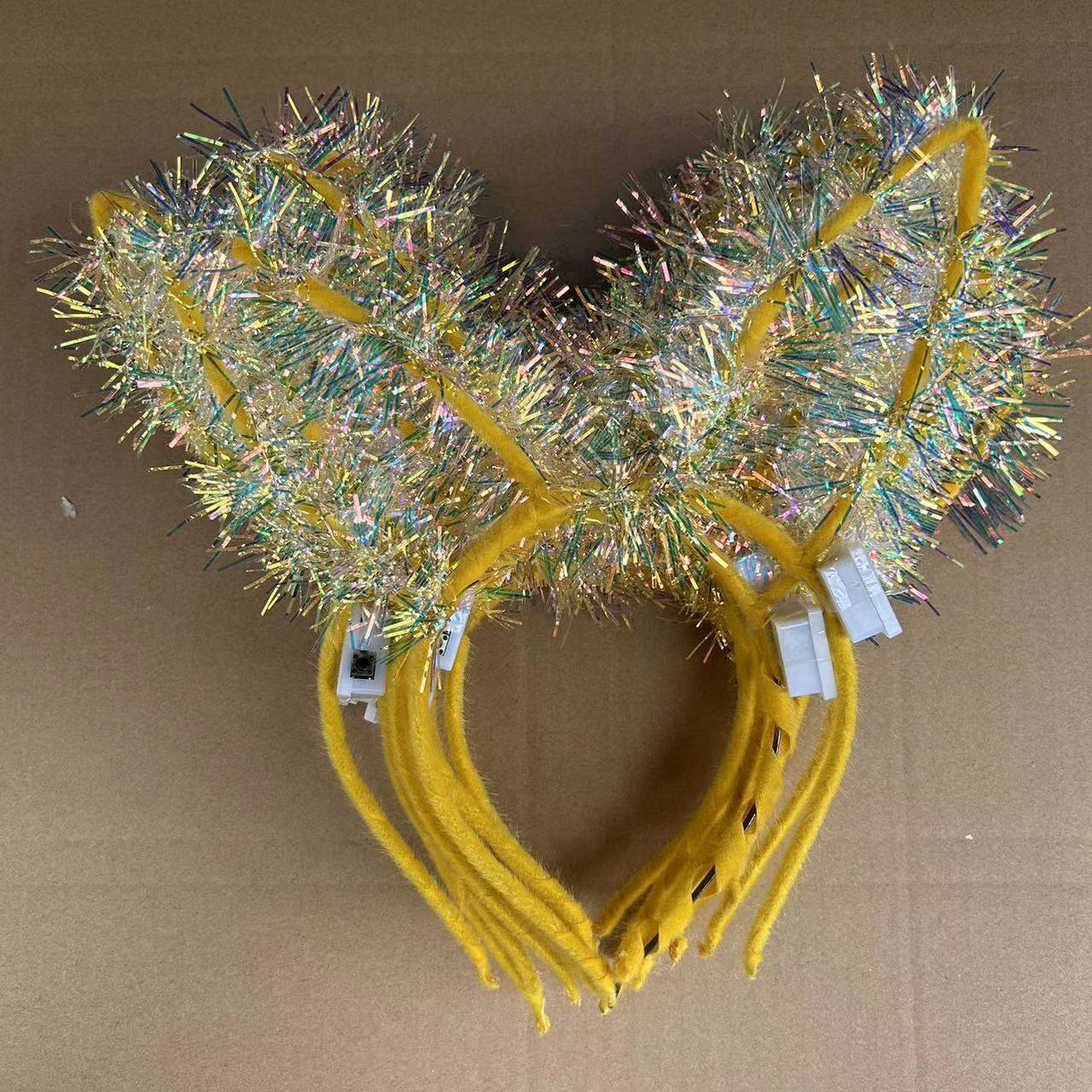 Diadema con Orejas de Conejo con Luces, Diadema Brillante para Puestos de Mercado Nocturno, Juguetes Brillantes para Niños al por Mayor