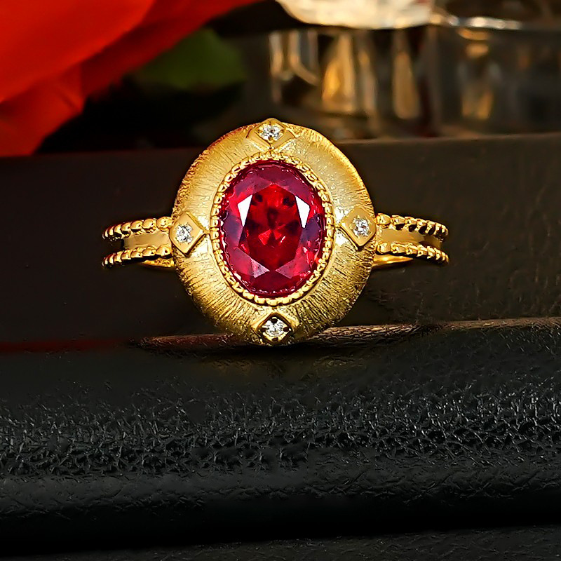 (2개) 레드 코런덤 형광등 색상 간단한 빈티지 와이어 드로잉 비둘기 계란 오프닝 링 펜던트 궁전 스타일 세트 변경