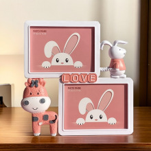 7寸卡通兔子相框摆台照片钉制婴儿宝宝组合相框架桌面可爱兔摆件