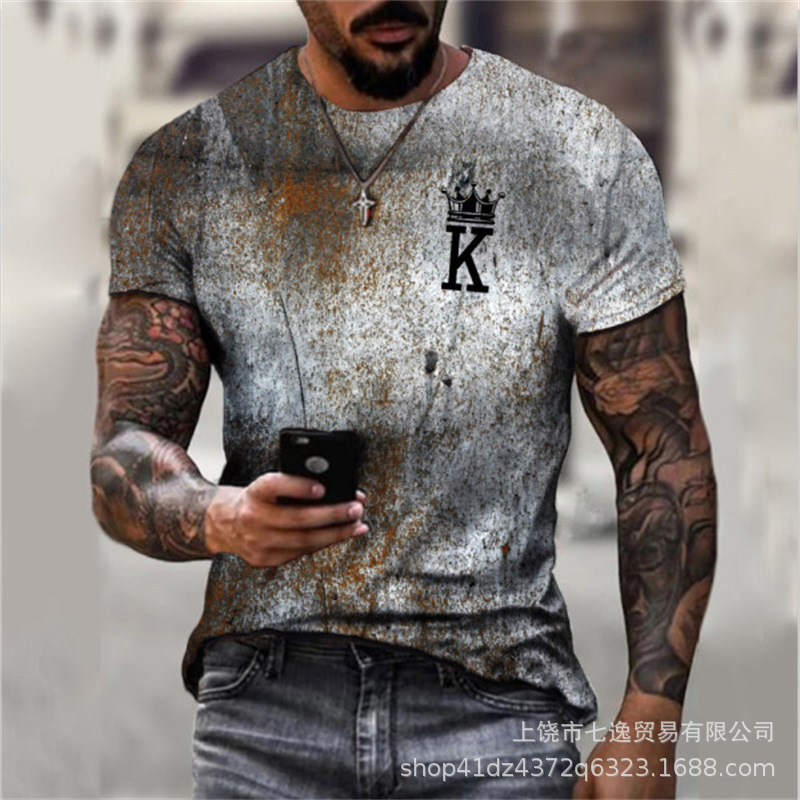 Cross-border ExporT New Men's Casual Round Neck ShorT-sleeved T-shirTs DigiTal PrinTing Men's and Women's Pullover Tops Men's T-shirTs