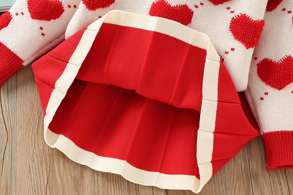 480g Weight Kids Clothing Sets Children's Clothing Type Long Sleeve Sleeve Length Polyacrylonitrile Fiber Fabric Type Skirt Sets Sets Type 2 Pieces Set Quantity Holiday, Daily, Selfie Occasion Round Neck Neckline Regular Fit Fit Type Heart Shape Pattern Winter, Spring, Autumn Season Girl'S Gender Casual, Elegant, Cute Style Casual Elegant Cute Heart Shape Polyacrylonitrile Fiber Girls Clothing Sets 11