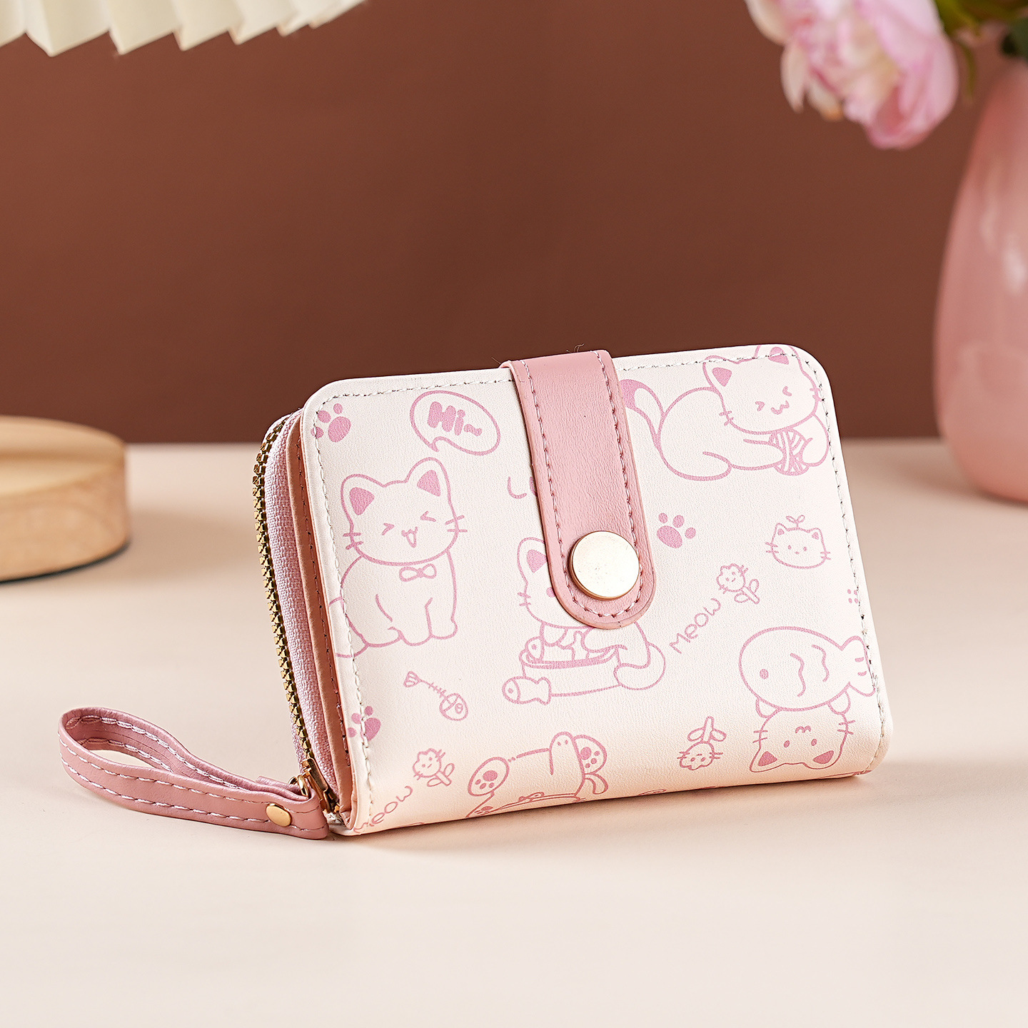 Cartera corta para mujeres nuevo lindo dibujo animado japonés estudiantes plegables cremallera bolsa de cambio bolsa de tarjetas