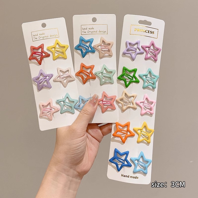 多巴胺星星发夹y2k少女心侧边刘海夹前额小夹子网红款可爱头饰|undefined