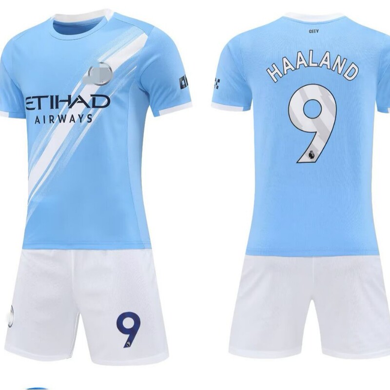25-26 Man C Home No. 9 Club Football Uniforms Children's Adult Team Uniforms Jersey 14 Sizes-3Xl