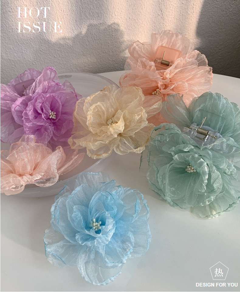 65g Weight Hair Clip, Hair Claws Hair Accessories Type Elegant Women's Flower Cloth Hair Clip Hair Claws