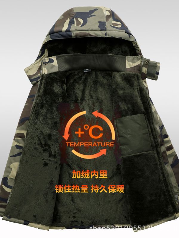 Chaqueta de invierno para hombre, acolchada de algodón, con forro polar, gruesa, impermeable, con capucha desmontable, de longitud media, abrigo de algodón resistente al frío y cálido para trabajo.