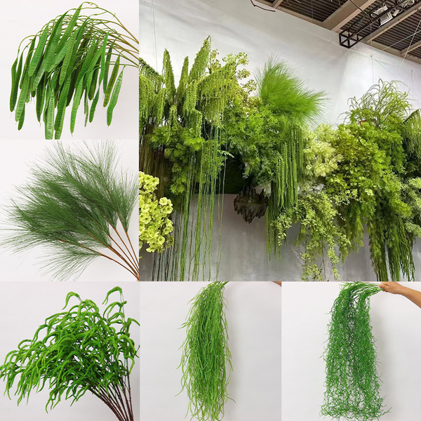 Green simulated flower white green wedding arrangement asparagus…