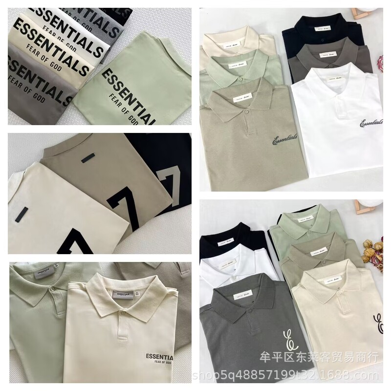Fog Multi-Line Polo Shirt Collection Essentials American Style Loose Lapel T-Shirt High Street Casual Summer Men's Short-Sleeved Shirt