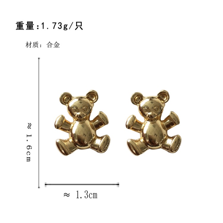 Pendientes De Oso Tridimensionales De Metal Simples display picture 1