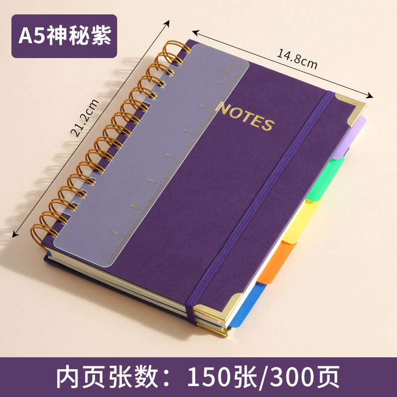 Transfronterizo PU cuero cuaderno A5 bobina con partición de página de oficina de negocios bobina espiral image 15