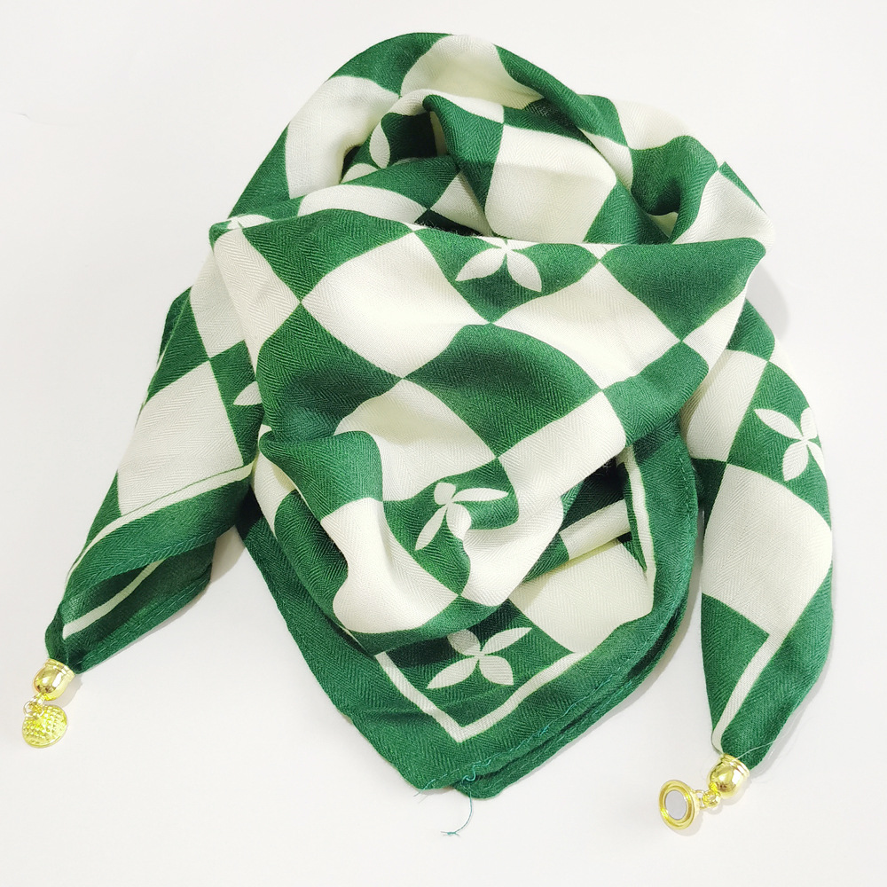 마그네틱 버클 그린 체크 무늬