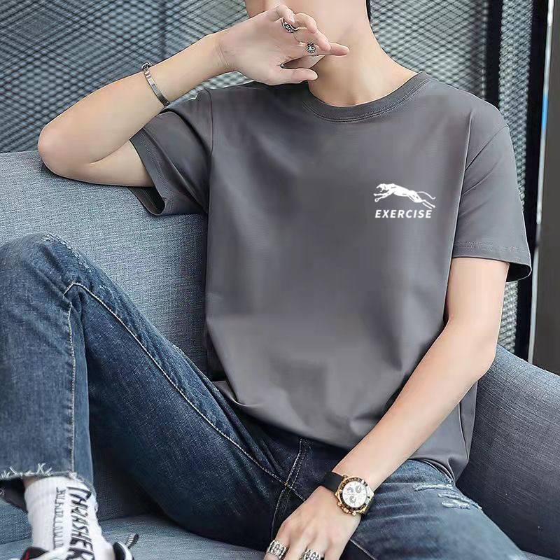 Camiseta de calidad de moda corta letra delgada manga corta Camiseta cuello redondo de los hombres de moda todo partido casual Top ropa de los hombres t