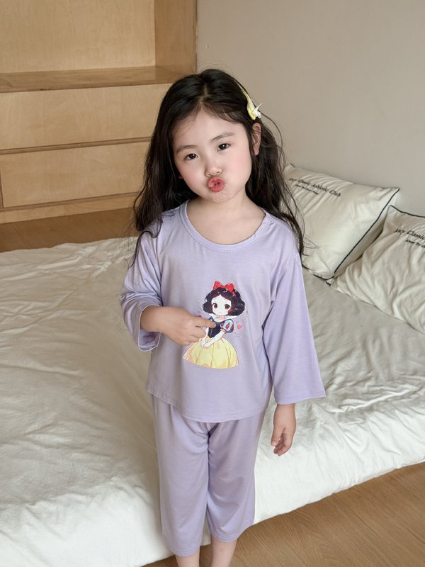 Youkesi 子供用モーダルパジャマ新しい子供用ホーム服セット夏の女の赤ちゃん空調服セット|undefined