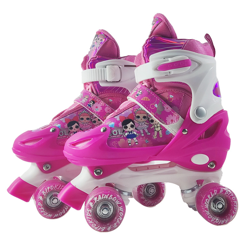 Double-Row Youth Cartoon Adjustable Roller Skates Roller Skating Shoes for Young Children Trendy Children's Roller Skating
