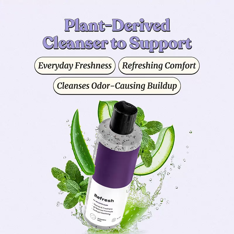 外贸爆款定制全英文PH平衡天然女性私密沐浴露清洁凝胶贴牌oem