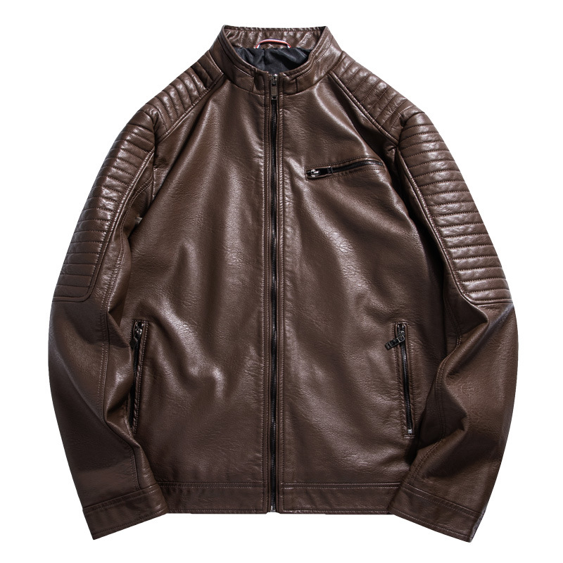 Men's Clothing leather jacket men's coat trendy slim fit stand up collar motorcycle jacket men's tops_voghion.com